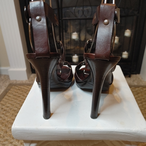 JIMMY CHOO "PRIZE" LEATHER GLADIATOR SANDAL, DK BROWN 37 IT - Picture 15 of 16